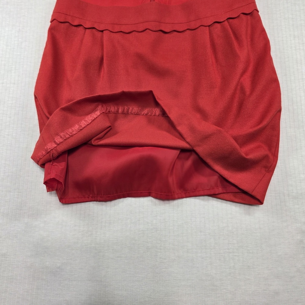 J.Crew Red Wool Blend Scalloped Waist Mini A-Line Skirt Size 10 Preppy Classic - Picture 4 of 13